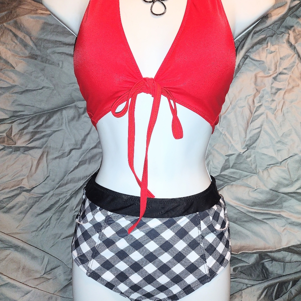 Brand New 2pc Buffalo Checked Swim Suit